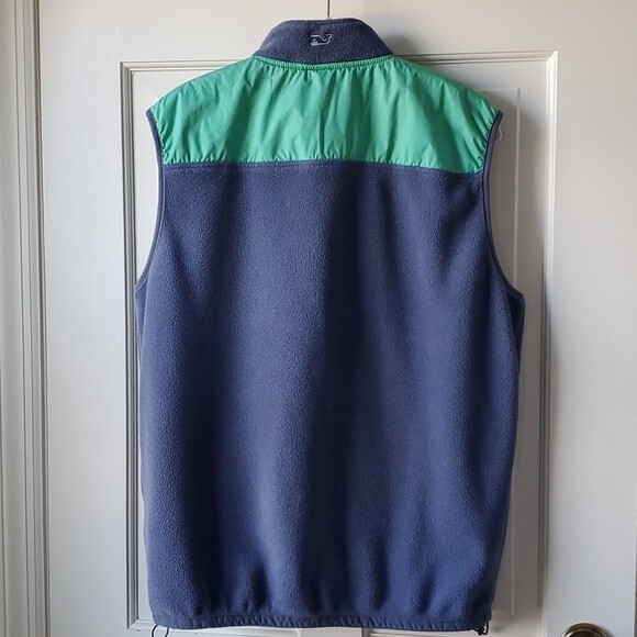 VINEYARD VINES FLEECE SHEP VEST ZIP UP BLUE GREEN MEN'S MEDIUM PREPPY - Picture 2 of 9